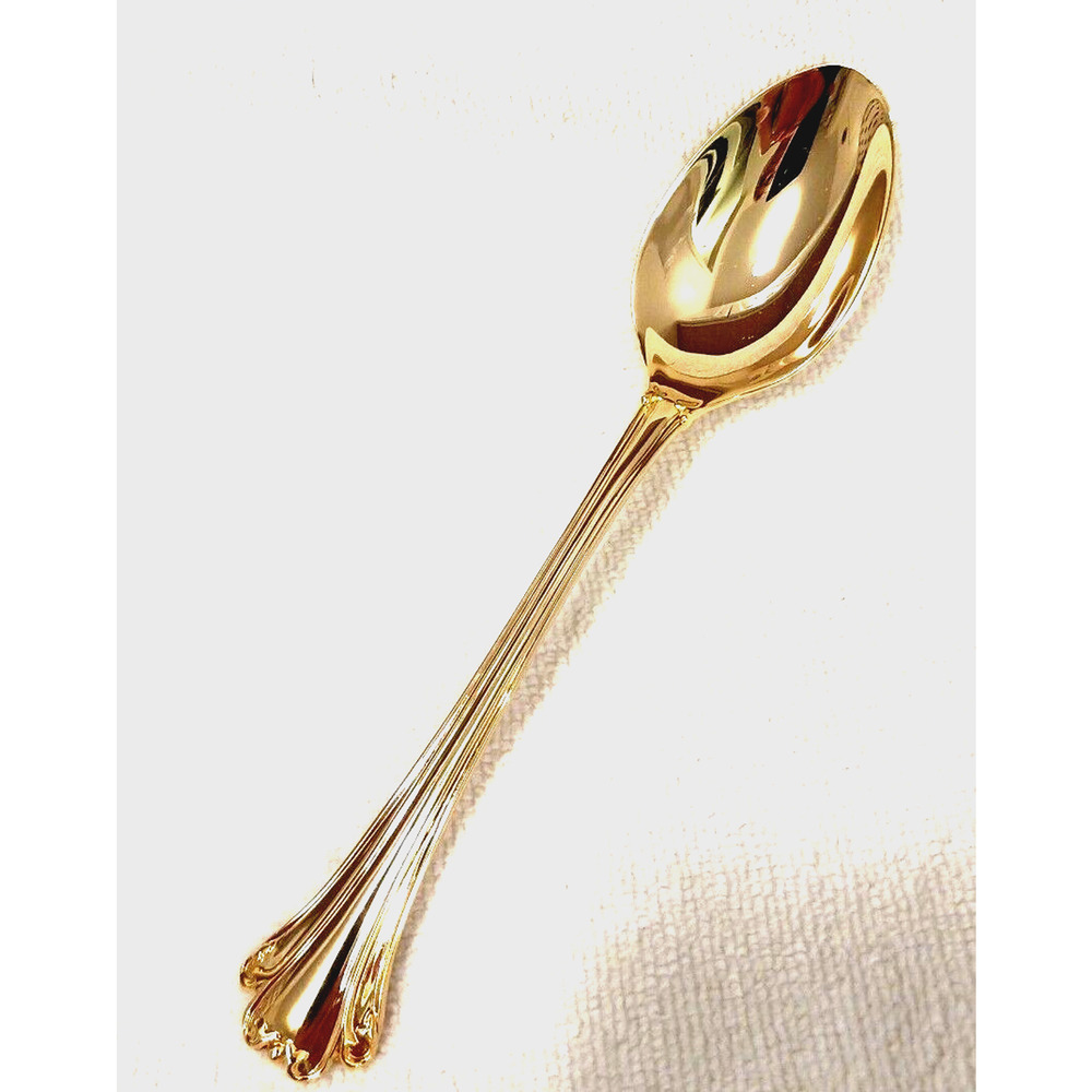 F.B. Rogers Gold DESSERT SPOON Chippendale Gold Electroplate HOLIDAY Wedding VNT